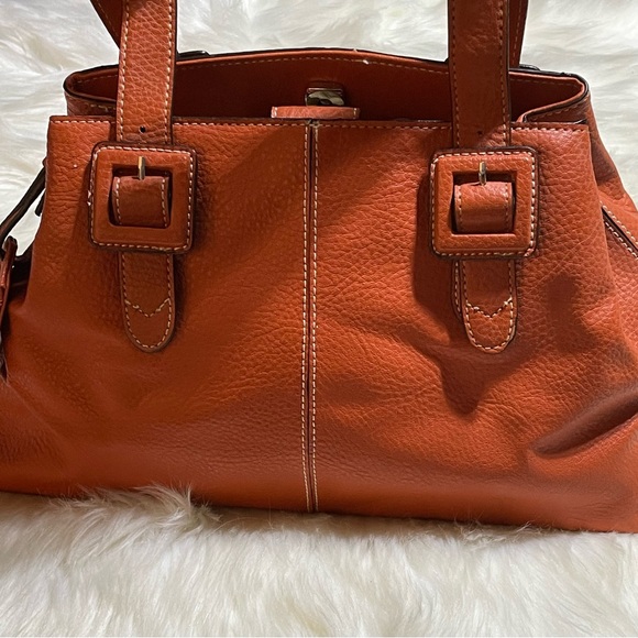 Liz Claiborne Dark Orange 3 pocket Satchel -Never used #H-5 - Picture 4 of 9